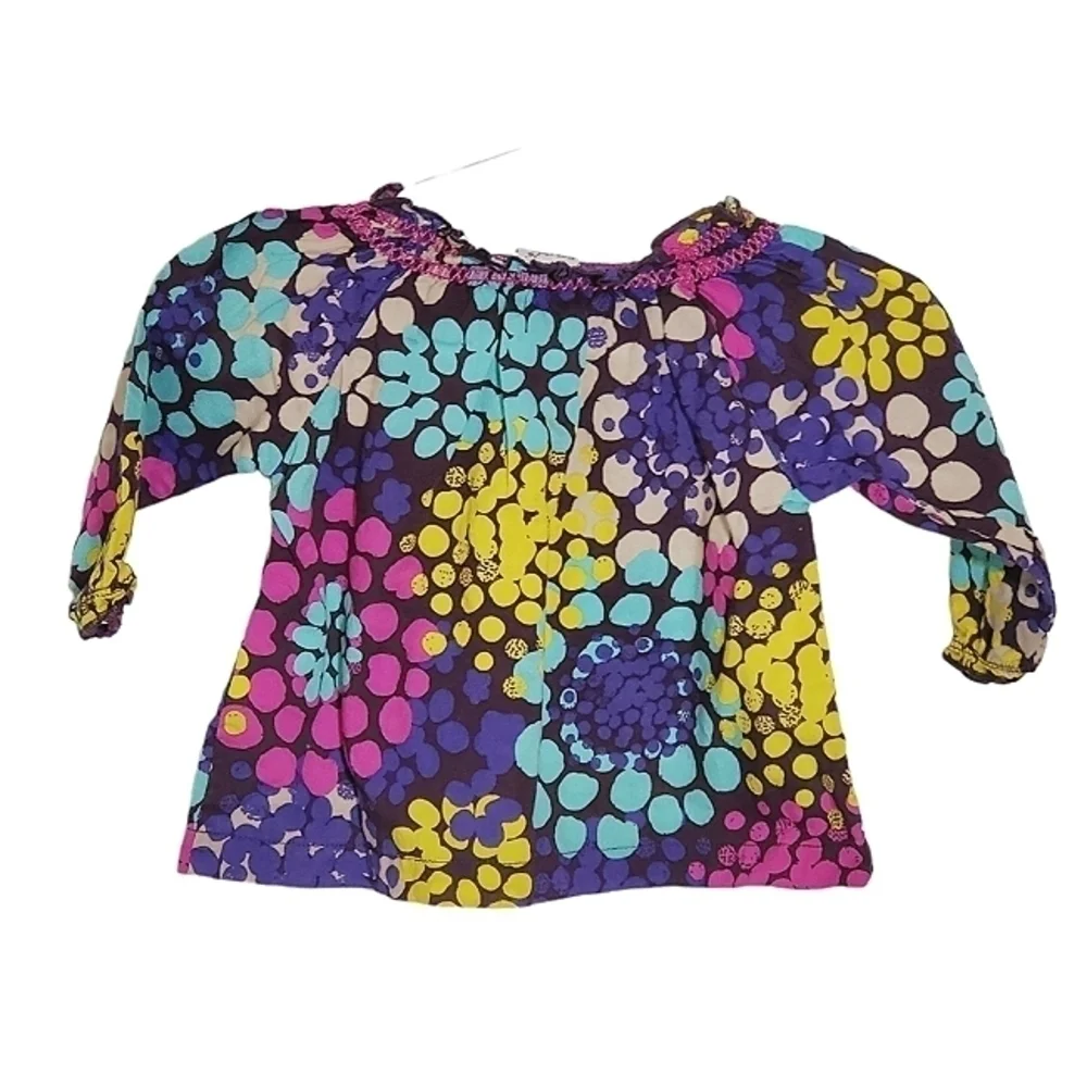 K1082 * Carter's Girls Abstract Floral Top Blue Pink Purple Size 6M